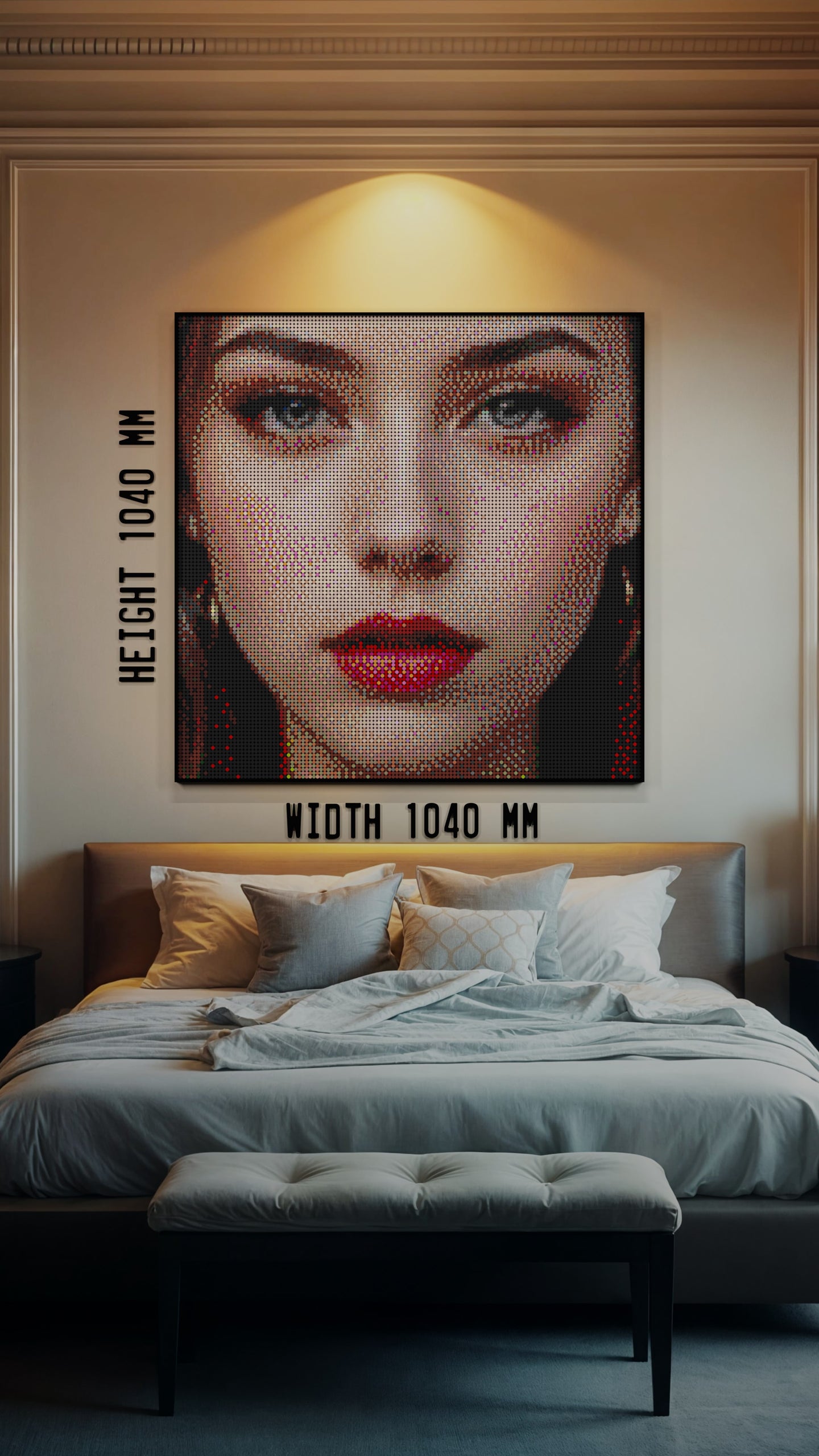 The Alluring Stare LEGO® Style mosaic pixel art design for display